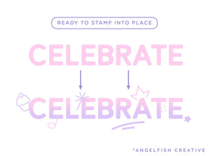 Cute Elements Procreate Brush Set | 110 Kawaii Stamp Brushes, celebrate example