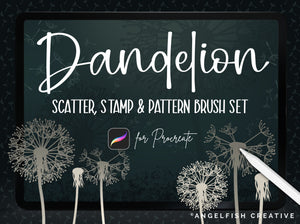 Dandelion Brush Set for Procreate | Floral Seed Stamp Scatter Pattern Brushes, title