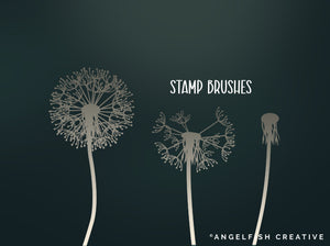 Dandelion Brush Set for Procreate | Floral Seed Stamp Scatter Pattern Brushes, stamp brushes