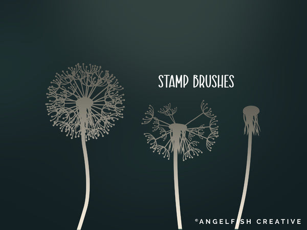 Dandelion Brush Set for Procreate | Floral Seed Stamp Scatter Pattern Brushes, stamp brushes