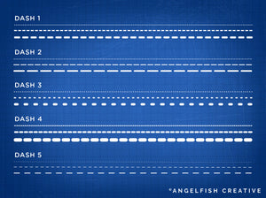 Dash Brush for Procreate: 5 dashed line brushes, title, brush styles