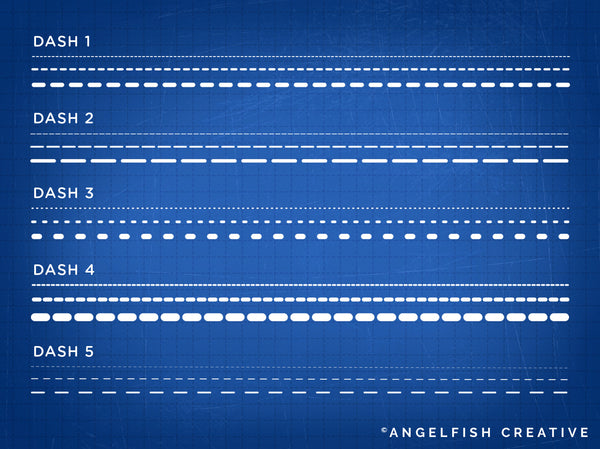 Dash Brush for Procreate: 5 dashed line brushes, title, brush styles