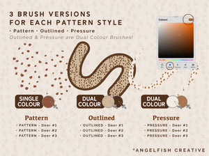 Deer Print Pattern Brushes for Procreate, fawn spots brush set, brush versions