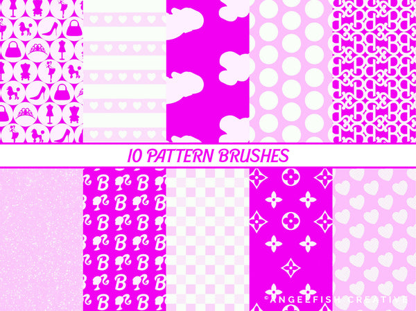 Dollie 65 Doll Stamp and Pattern Brushes for Procreate, patterns