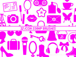 Dollie 65 Doll Stamp and Pattern Brushes for Procreate, icons