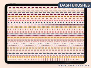 Dots & Dashes Procreate Brush Set | 80 Dotted Dash Border Line Brushes, dash brushes