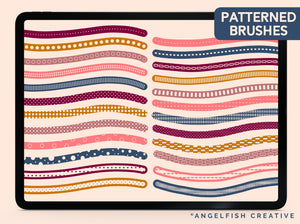 Dots & Dashes Procreate Brush Set | 80 Dotted Dash Border Line Brushes, patterned brushes