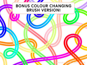 Double Brush for Procreate | 2 Line Multi-line Monoline Brush, colour changing brush