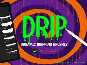 Drip Brush Set for Procreate | dynamic dripping lettering brushes, title artwork