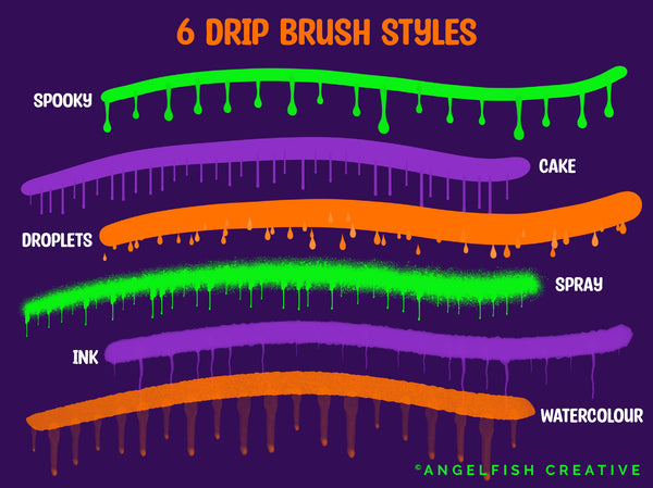 Drip Brush Set for Procreate | dynamic dripping lettering brushes, brush styles