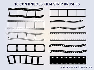 Film Strip Brush Set for Procreate | Photo Picture Strips Frame stamps brushes, continuous film strip brushes