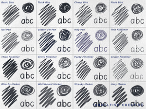 Fineliners, Pens & Markers Procreate Brush Set, inking lineart brushes, brushes page 1