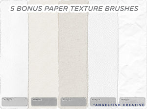 Fineliners, Pens & Markers Procreate Brush Set, inking lineart brushes, paper textures