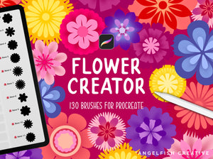 Flower Creator Brush Set for Procreate: botanical floral stamps, title