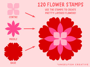 Flower Creator Brush Set for Procreate: botanical floral stamps, 120 flower stamps