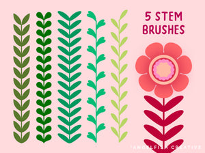 Flower Creator Brush Set for Procreate: botanical floral stamps, stem brushes