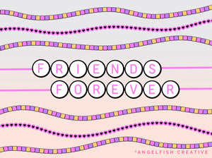 Friendship Bracelet Drawing Kit Procreate Brush Set | Alphabet Letter & Patterned Bead Stamps, friends forever