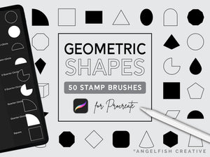 Geometric Shapes Procreate Brush Set | 50 Shape Stamp Brushes, title page