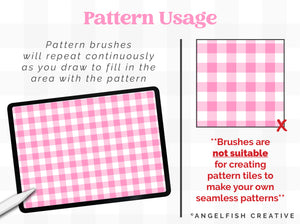 Gingham Pattern Brushes for Procreate: buffalo check seamless patterns, pattern usage