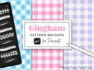 Gingham Pattern Brushes for Procreate: buffalo check seamless patterns, title