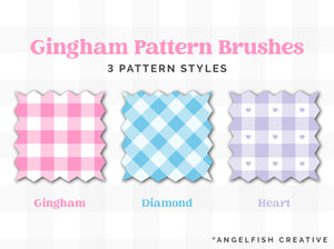 Gingham Pattern Brushes for Procreate: buffalo check seamless patterns, 3 pattern styles