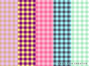 Gingham Pattern Brushes for Procreate: buffalo check seamless patterns, gingham patterns in different colours