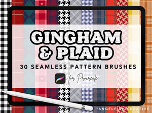 Gingham & Plaid Brush Set for Procreate | 30 Check Tarten Houndstooth Brushes | Instant Digital Download | Brush for Digital Art on iPad, title art