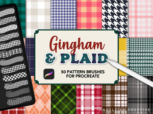 Gingham & Plaid Pattern Brushes for Procreate, 50 check designs, title