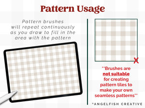 Gingham & Plaid Pattern Brushes for Procreate, 50 check designs, pattern usage