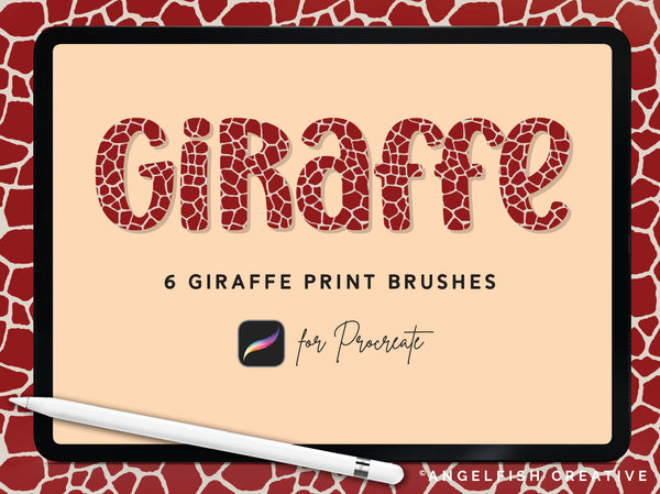 Giraffe Print Brush Set for Procreate | 6 Giraffe Animal Print Brushes title art