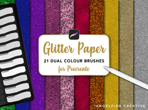 Glitter Paper Procreate Brush Set, 21 glittery texture brushes, title