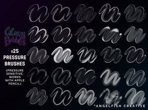Glossy Bubbles Brush Set for Procreate: 50 Brushes, 3D transparent lettering, pressure brushes