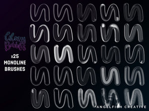 Glossy Bubbles Brush Set for Procreate: 50 Brushes, 3D transparent lettering, monoline brushes