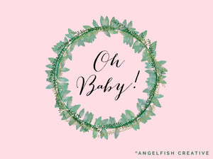 Greenery Wreath Procreate Brush Set, 80 Leaf Vine Brushes, oh baby wreath design