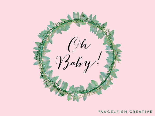 Greenery Wreath Procreate Brush Set, 80 Leaf Vine Brushes, oh baby wreath design