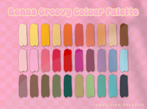 Groovy Checkers Brush Set for Procreate | 38 Checkered Pattern & Stamp Brushes, Retro Daisy Checkerboard, bonus color palette