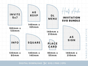 Half Arch Invitation Stationery Bundle - SVG, PNG, EPS Cutting Files/Clipart, sizes
