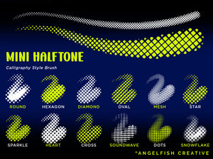 Dynamic Halftone Procreate Brush Set - 36 texture screen dot pattern brushes, mini halftone brushes