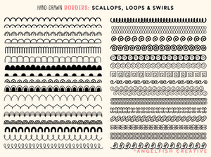 Hand-drawn Border Procreate Brush Set, 150 Line Pattern Designs, border styles page 2