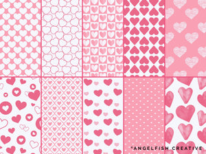 Heart Patterns Brush Set for Procreate | 50 Seamless Pattern Brushes, patterns page 1