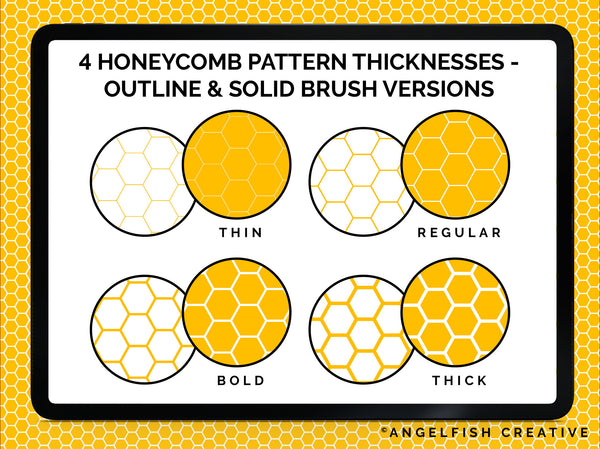 Honeycomb Brush for Procreate | Seamless Hexagon Pattern Brush, brush versions