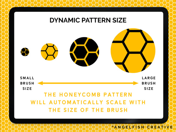 Honeycomb Brush for Procreate | Seamless Hexagon Pattern Brush, dynamic pattern size