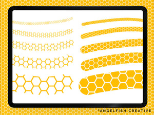 Honeycomb Brush for Procreate | Seamless Hexagon Pattern Brush, outline and solid brushes