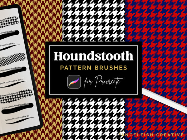 Houndstooth Procreate Brush, seamless fashion fabric pattern, title