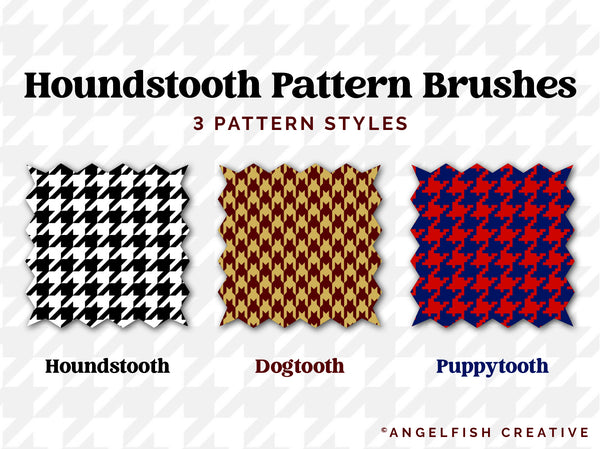 Houndstooth Procreate Brush, seamless fashion fabric pattern, pattern styles