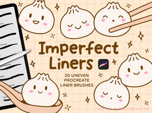 Imperfect Liners Procreate Brush Set, uneven crunchy line art brushes, title