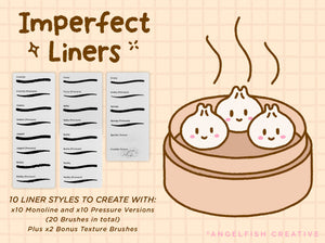 Imperfect Liners Procreate Brush Set, uneven crunchy line art brushes, brush styles