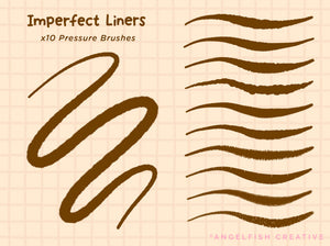 Imperfect Liners Procreate Brush Set, uneven crunchy line art brushes, pressure brushes