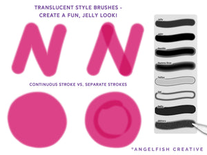 Jelly Procreate Brush Set: translucent round brushes, translucent style brushes