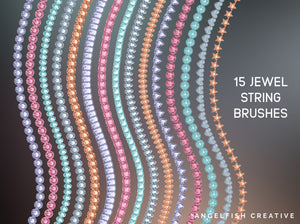 Jewels Brush Set for Procreate | diamond jewellery gemstone rhinestone stamp string brushes, string brushes